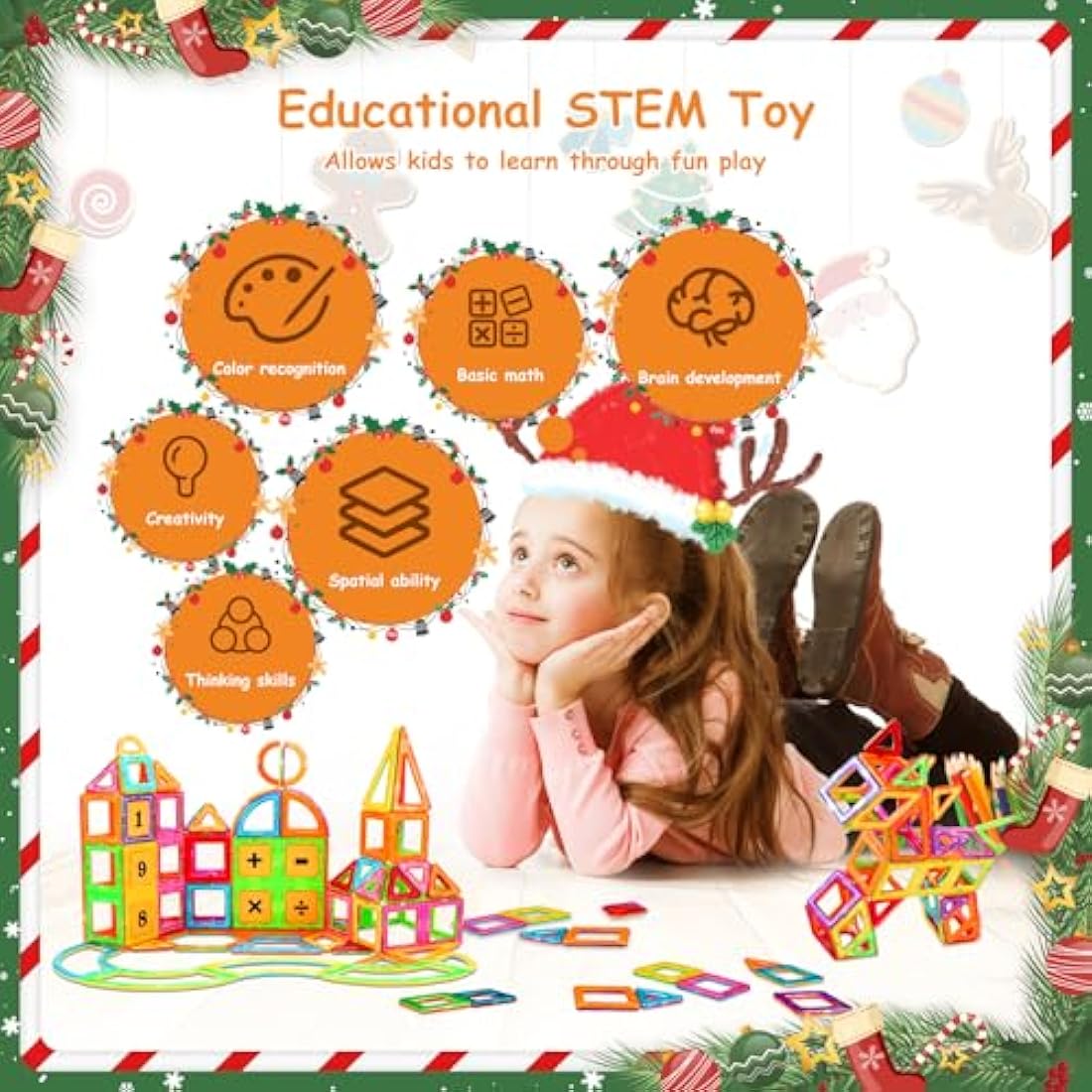 Crenova 145PCS Magnetic Tiles – STEM Montessori Building Blocks Toy