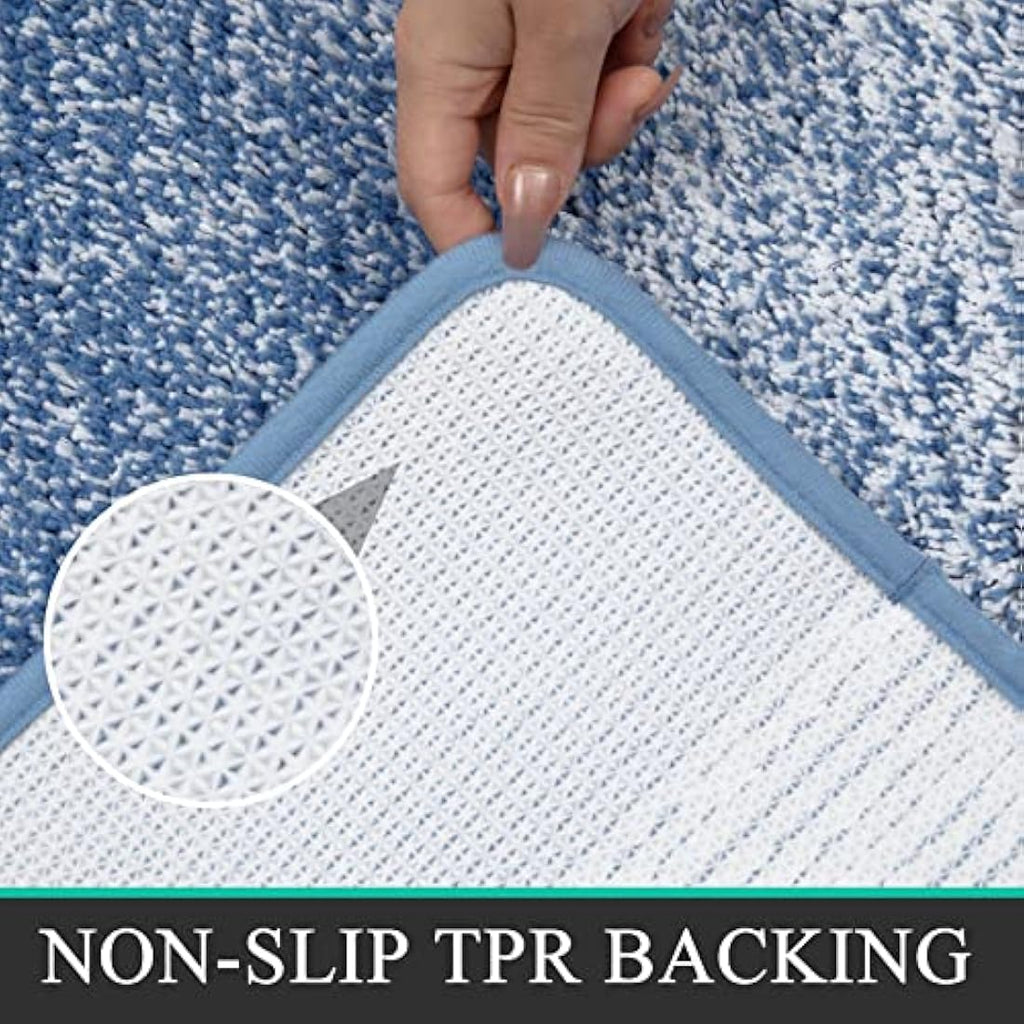 Enyhom 3-Piece Microfiber Bath Mat Set | Non-Slip Absorbent Rugs, Blue