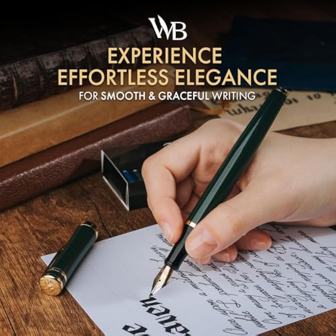Wordsworth & Black Fountain Pen Set – Bent Nib Calligraphy – Racing Green