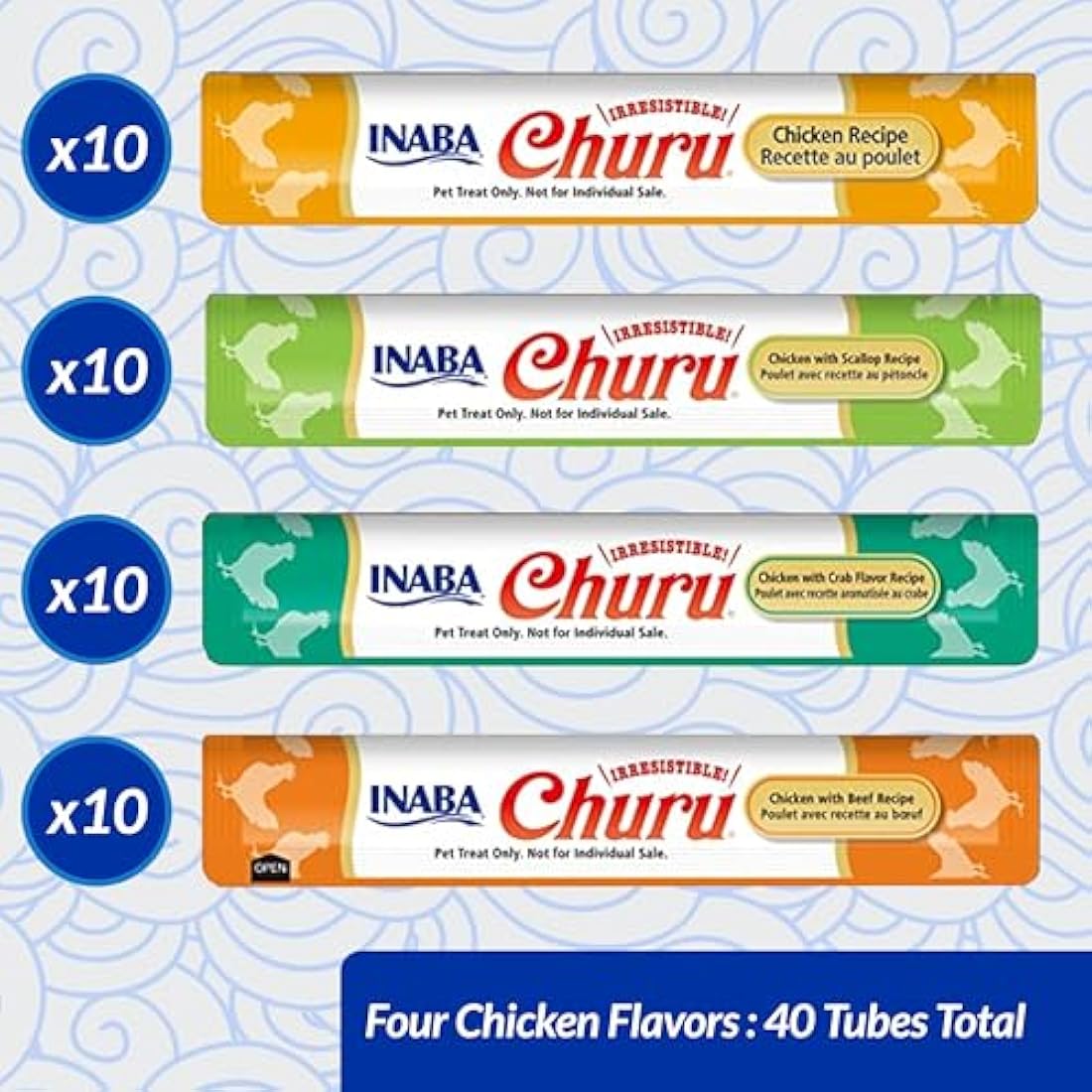Inaba Churu Chicken Variety Cat Treats – Grain-Free Puree (40 Pack)
