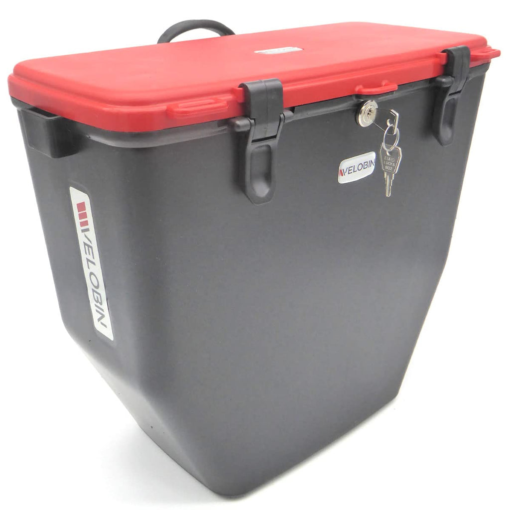 Velobin Lockable Waterproof Bicycle Pannier Bag - 17.5L Red Recycled