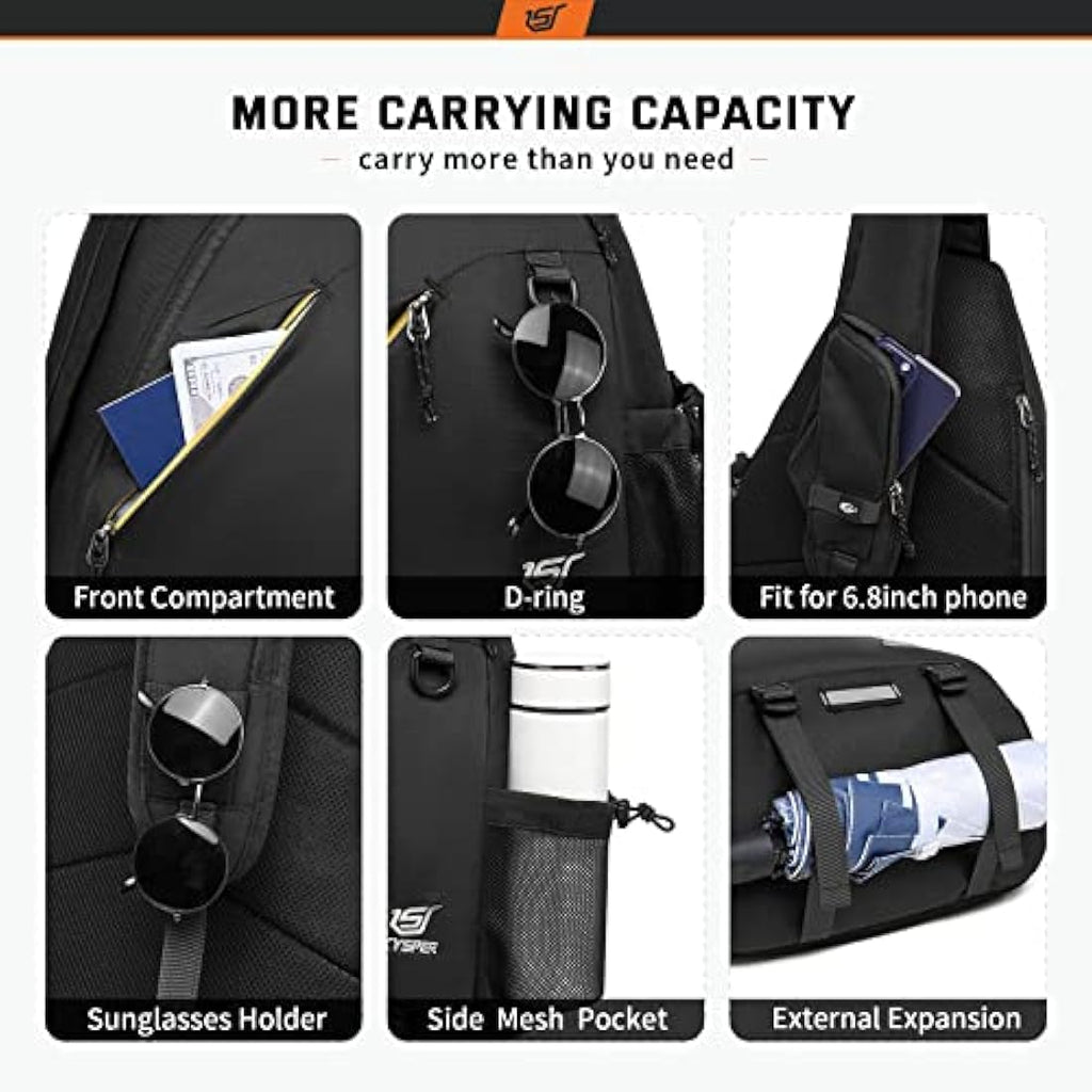 SKYSPER 18L Sling Laptop Bag – 13 Inch Water-Resistant Hiking Daypack