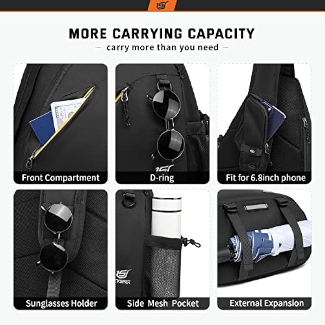 SKYSPER 18L Sling Laptop Bag – 13 Inch Water-Resistant Hiking Daypack