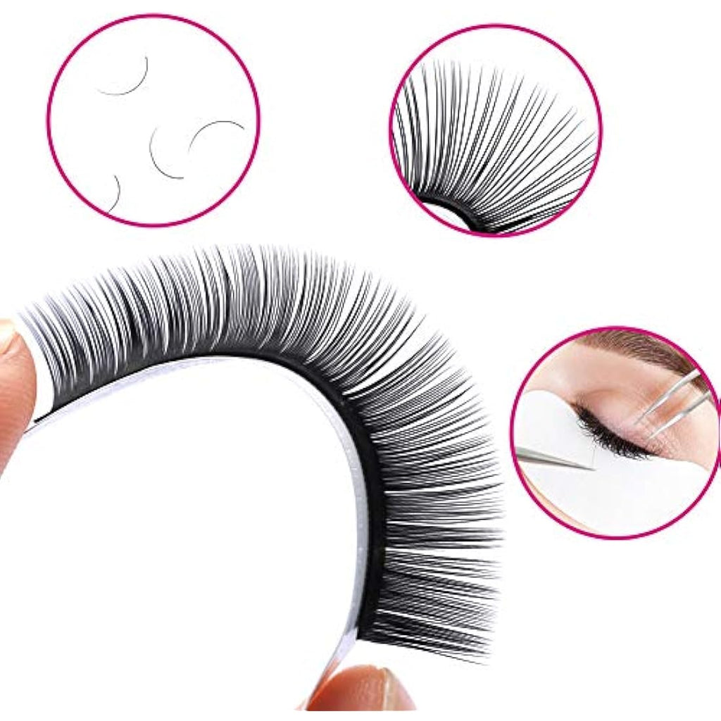 Fadlash Classic Eyelash Extensions | 0.07mm D Curl Matte Black PBT Silk