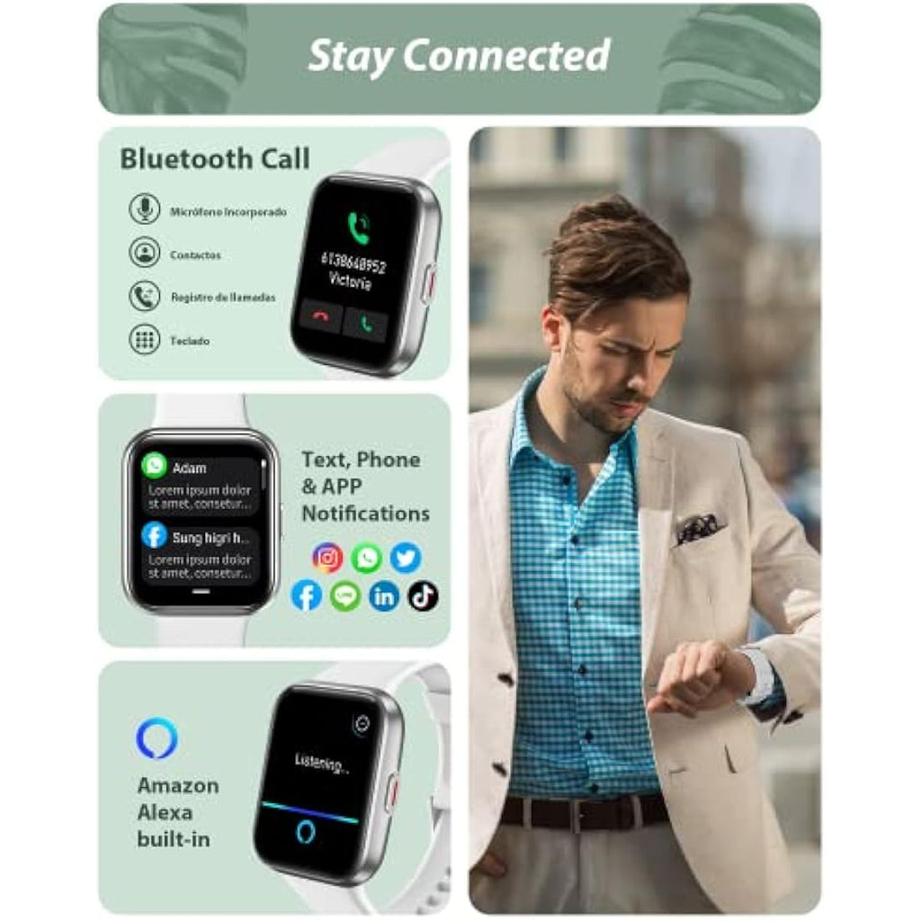 Women's Smart Watch – 1.8" Alexa & Bluetooth Call Fitness Tracker