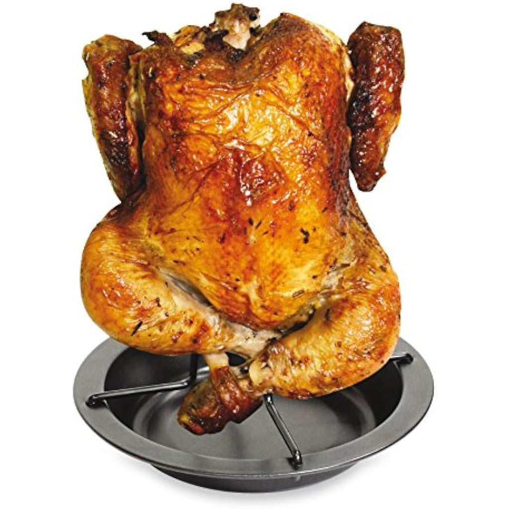 Fackelmann Vertical Chicken Roaster – Black Poultry Rack with Drip Pan
