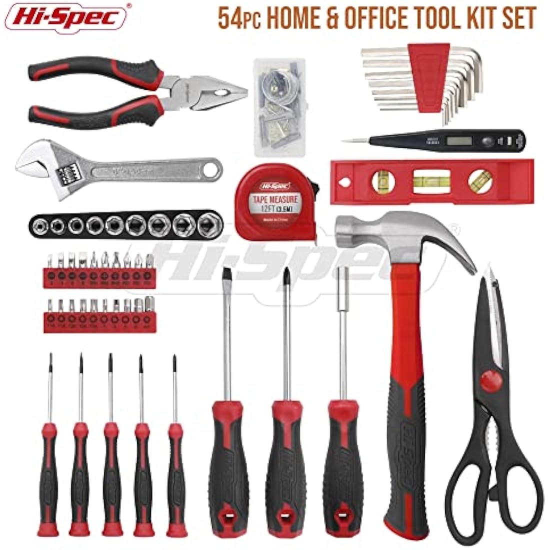 Hi-Spec 54pc Home & Office DIY Tool Kit – Essential Hand Tool Set