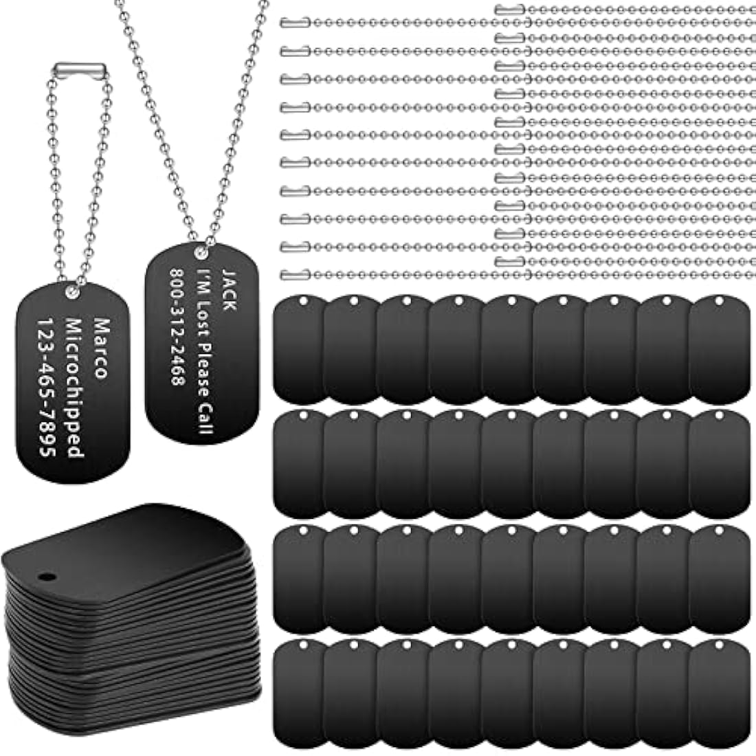 Jolof Store 200 Pcs Blank Dog Tags Set – Black Aluminum Metal Stamping Tags