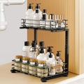 JYPS 2-Tier Under Sink Organiser – Adjustable Metal Sliding Storage Shelf