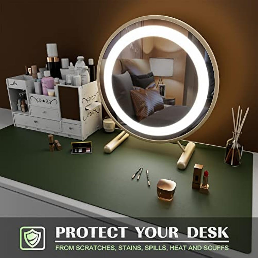 K KNODEL Leather Desk Mat | Large Office Mouse Pad - Dark Green (80x40cm)