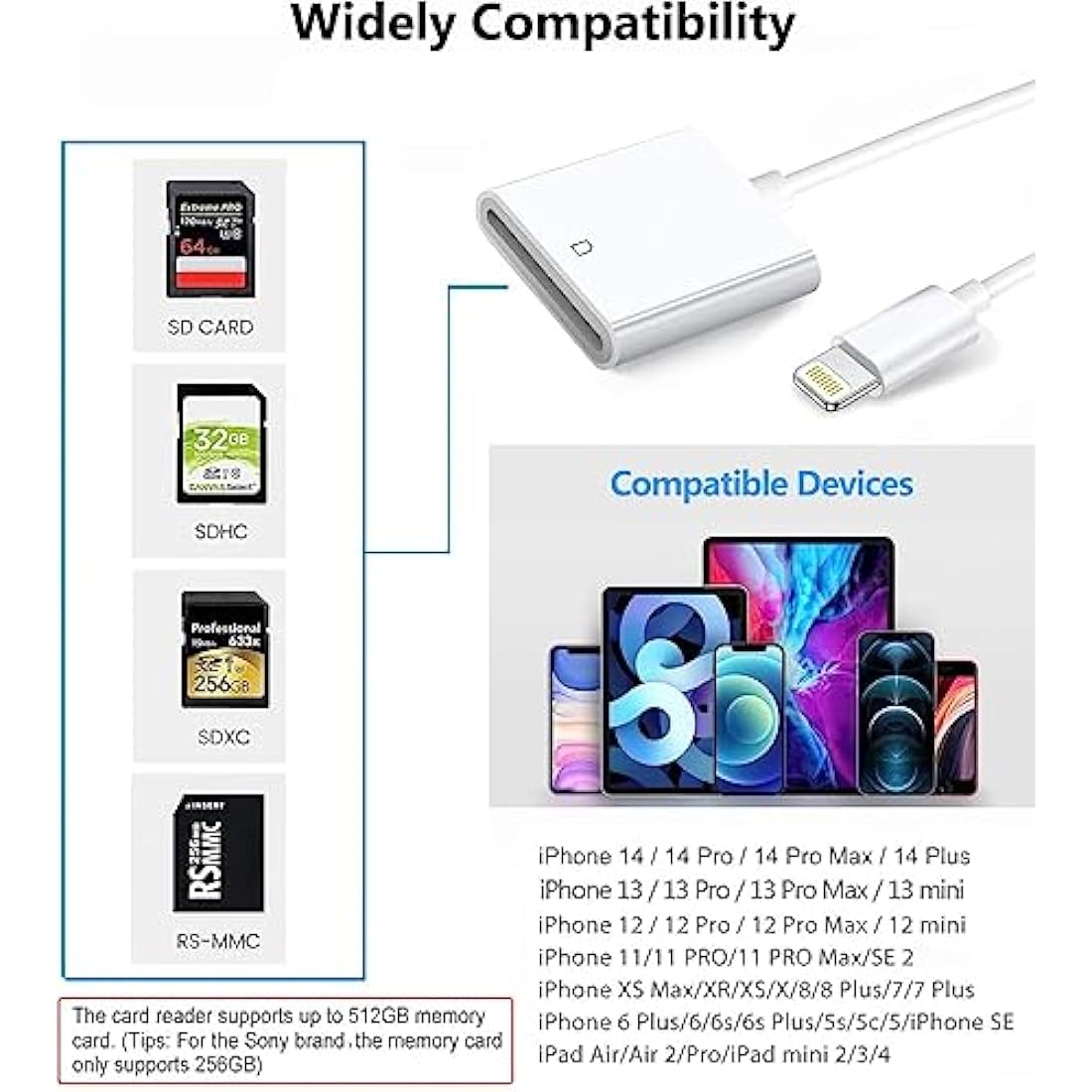 Apple MFi Certified Lightning to SD Card Reader for iPhone