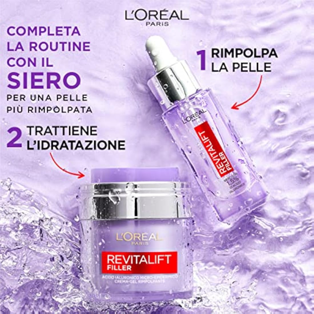 L'Oréal Paris Revitalift Filler Plumping Gel Cream - 2x 50ml Jars