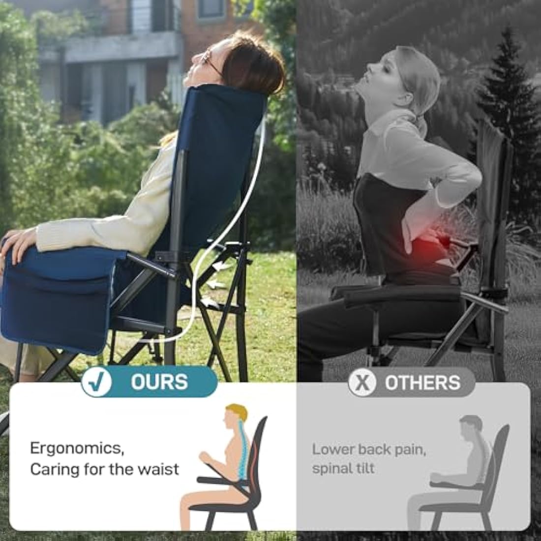 Ever Advanced Oversized Camping Chair | Heavy Duty Lumbar Support
