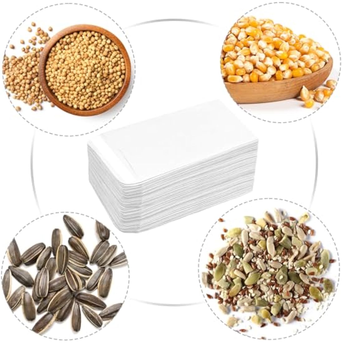 100Pcs Small White Seed Envelopes | Self-Adhesive Coin Packets