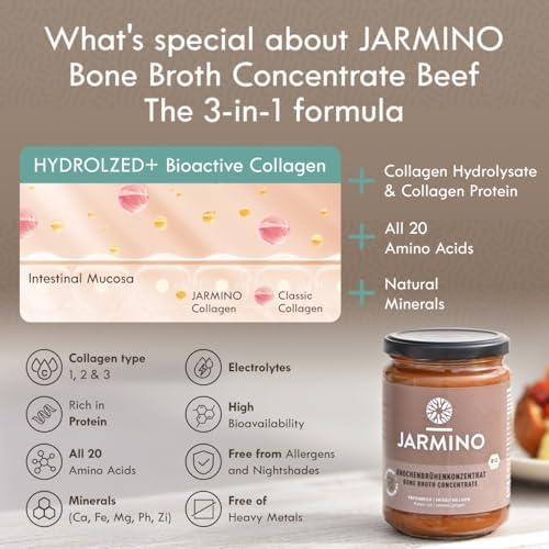 JARMINO Organic Beef Bone Broth Concentrate | Grass-Fed & Keto | 440g