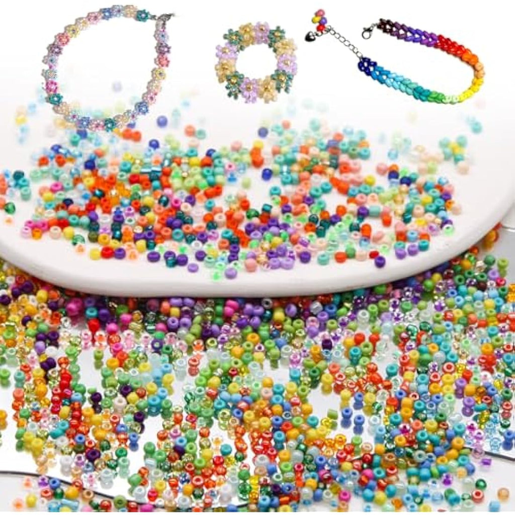EuTengHao 3mm Glass Seed Beads Kit | 36000pcs 144 Colors Jewelry Making