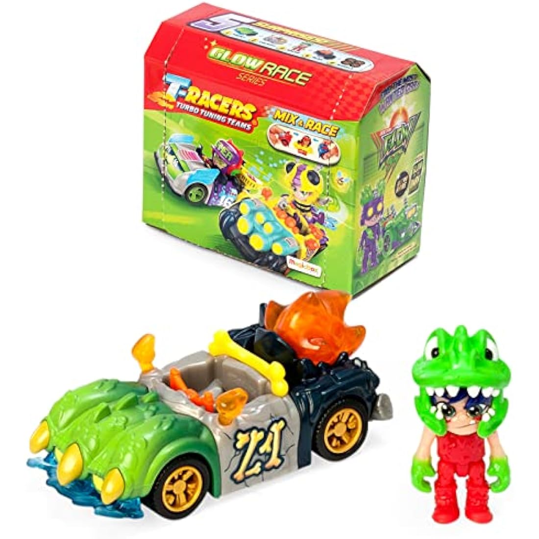 T-Racers Glow Race Series | Collectible Customizable Toy Car & Driver