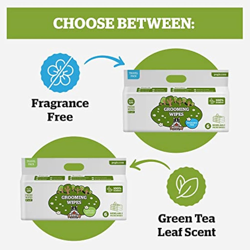 Pogi's Plant-Based Dog Wipes – Hypoallergenic Fragrance Free 120-Count