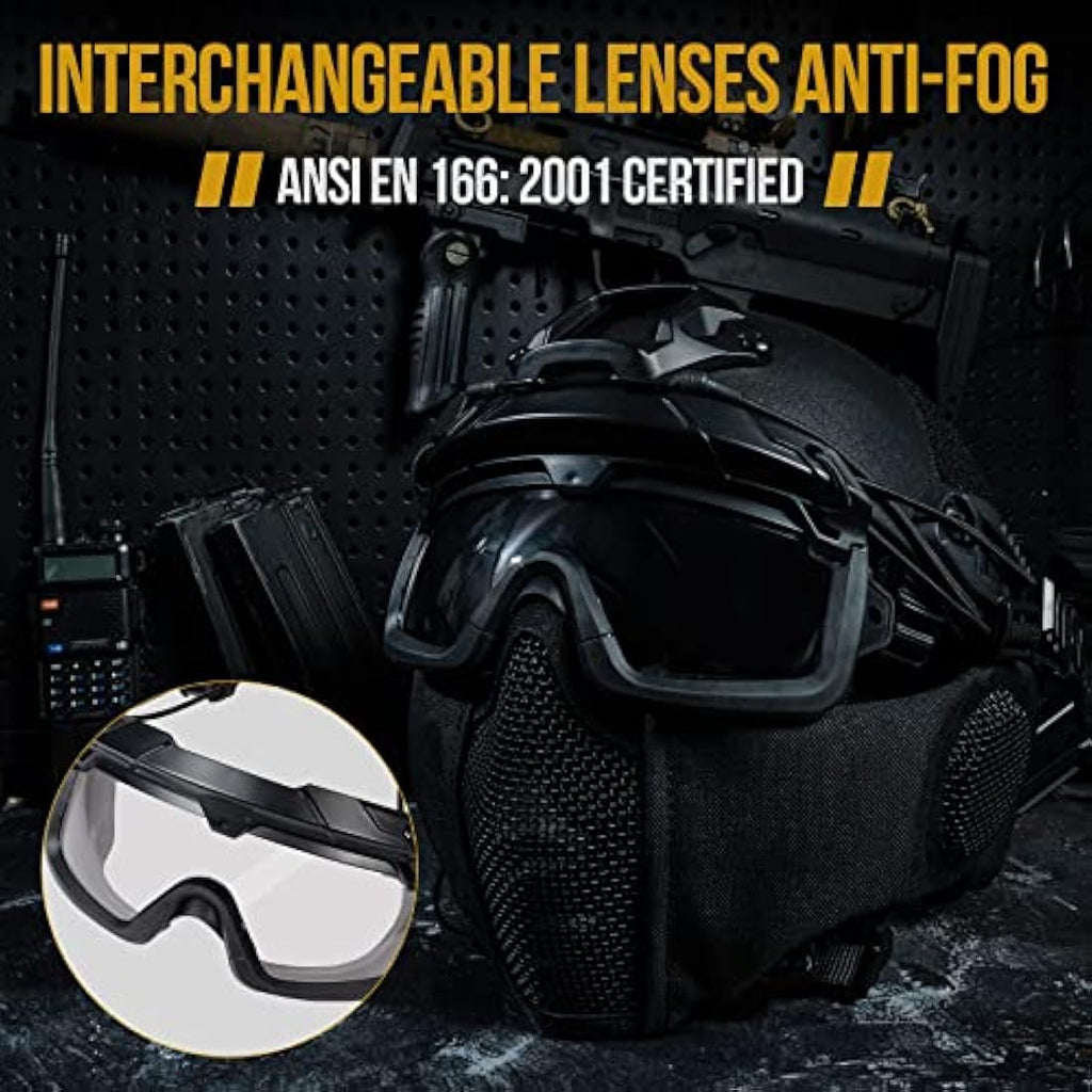 OneTigris Airsoft Fast Helmet | Full Face Tactical Mask and Goggles