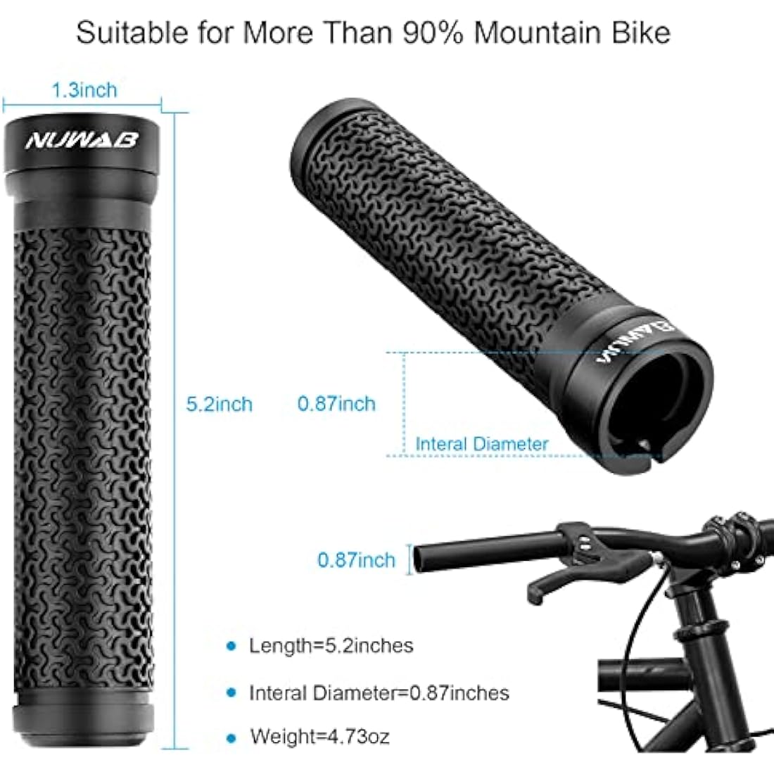 Lock-on Bike Handlebar Grips – Anti-Slip TPR Rubber MTB Grips