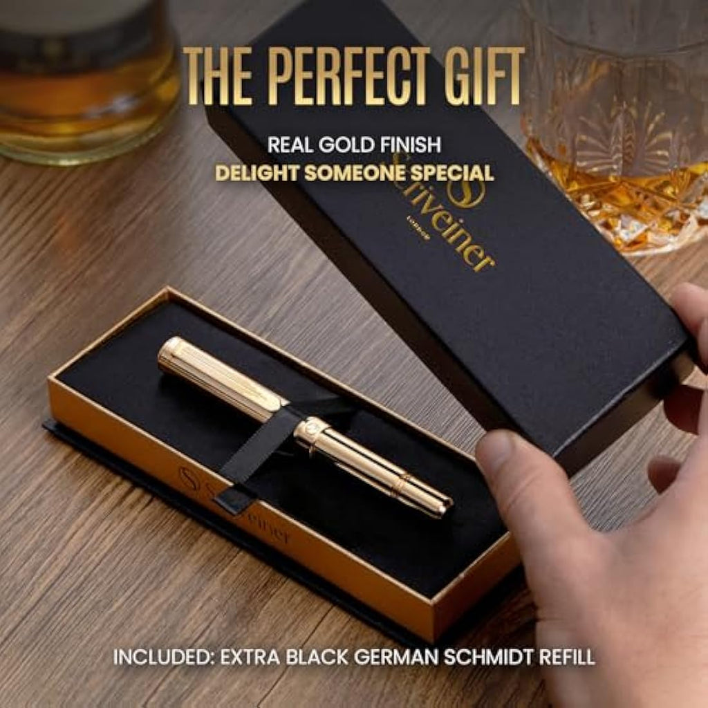 Scriveiner Gold Rollerball Pen – Luxury Pocket EDC Pen with Schmidt Refill