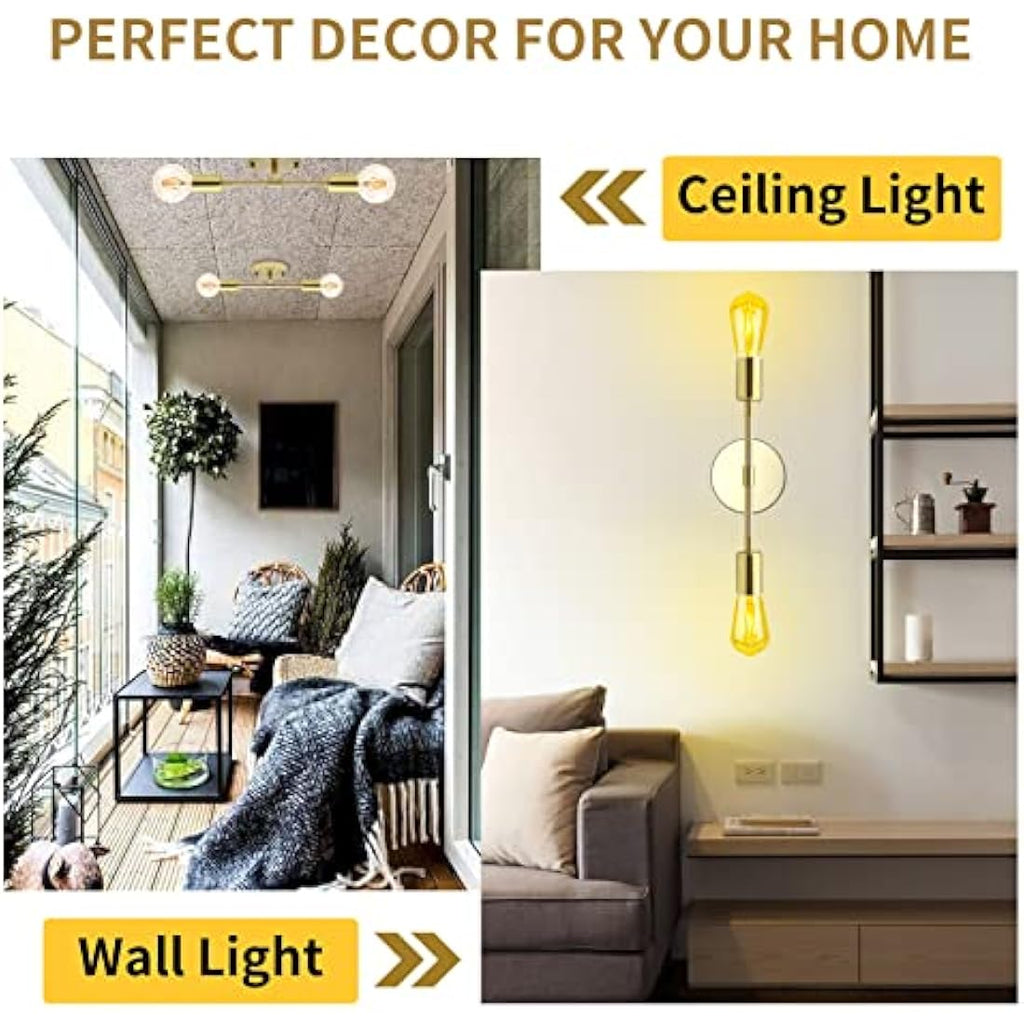 Jolof Store Brushed Gold Wall Sconces | Modern 2-Light Vanity Fixtures