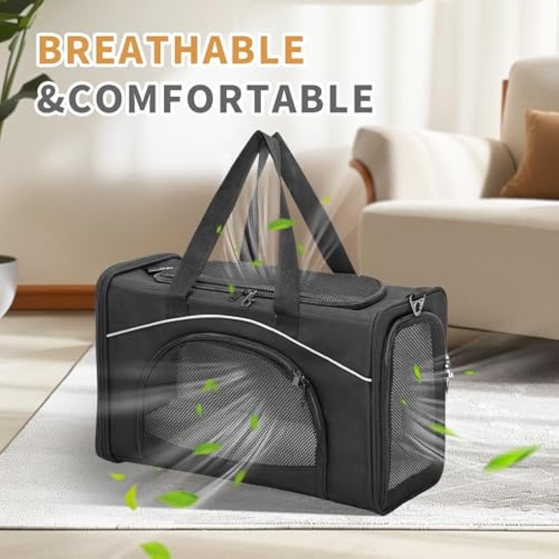 Petsfit Airline Approved Cat Carrier – Foldable Soft-Sided Pet Bag, Black