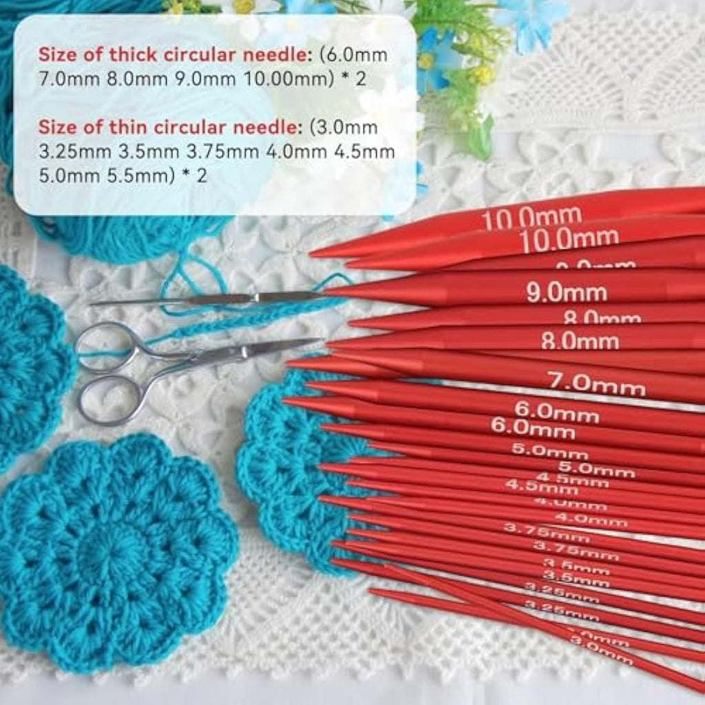 Jolof Store Aluminum Interchangeable Circular Knitting Needles Set - 13 Sizes