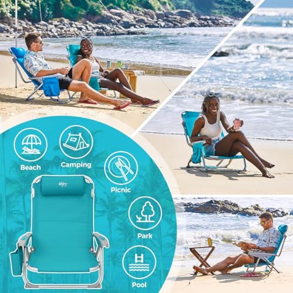#WEJOY 4-Position Adjustable Beach Chair | Lightweight Aluminum Folding Seat