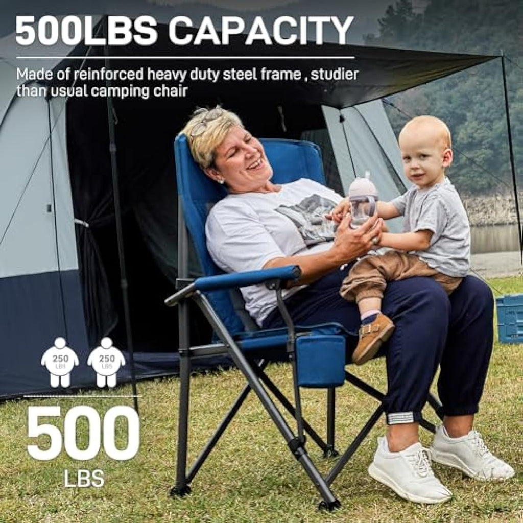 EVER ADVANCED Heavy Duty Camping Chair | Oversized 230kg Folding Seat