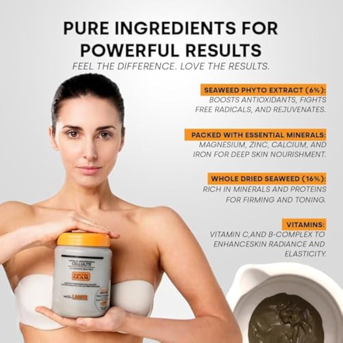 GUAM Seaweed Mud Anti-Cellulite Treatment – Hot Body Mask for Legs, 1kg