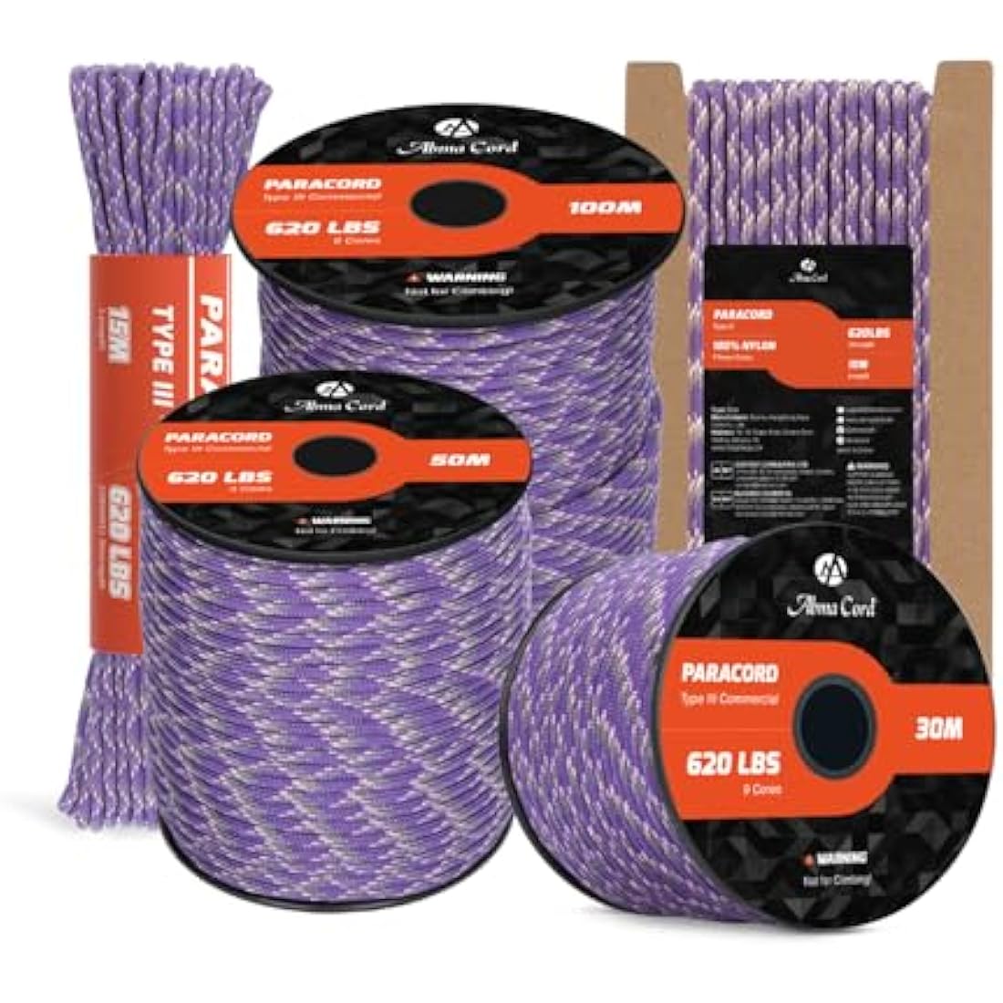 Abma Cord 4mm Type III Nylon Paracord – 9 Strands, 100m, Napa Valley