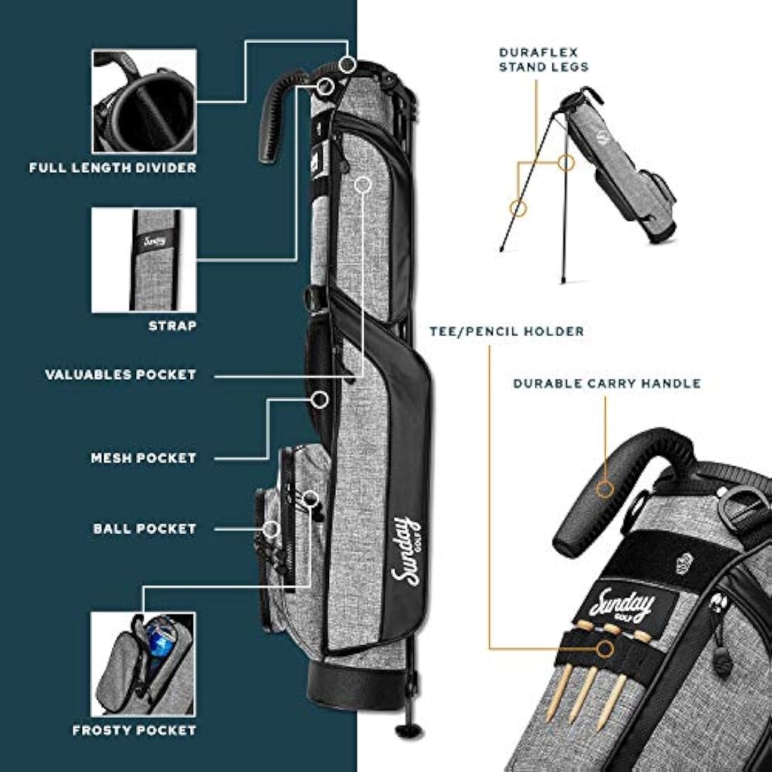Sunday Golf Loma Bag – Lightweight Stand Bag for Pitch and Putt