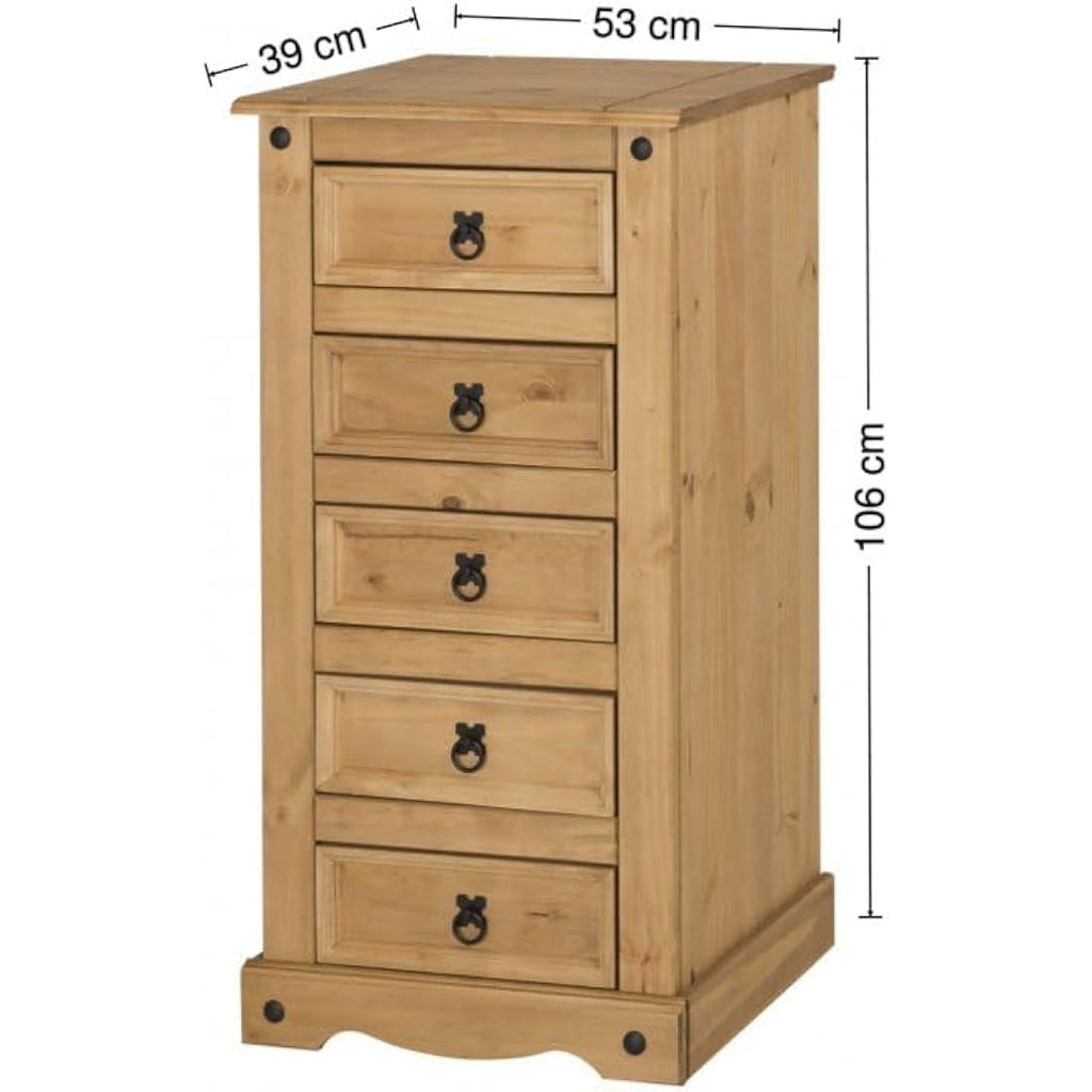 Mercers Furniture Corona 5 Drawer Narrow Chest | Wooden Bedroom Storage