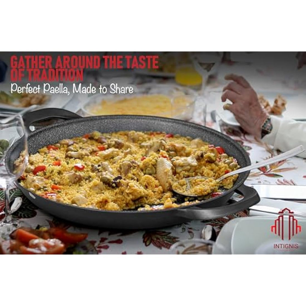 Paella Pan | 36cm Non-Stick Ceramic Pan with Glass Lid