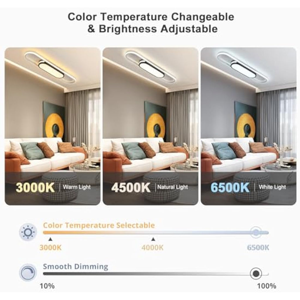 Oninio Modern LED Ceiling Light – 80cm Dimmable Linear Lamp with Remote
