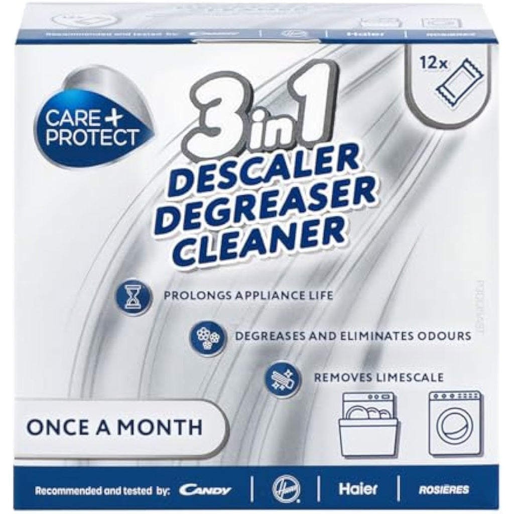 Care+Protect 3-in-1 Washing Machine & Dishwasher Cleaner - 12 Sachets