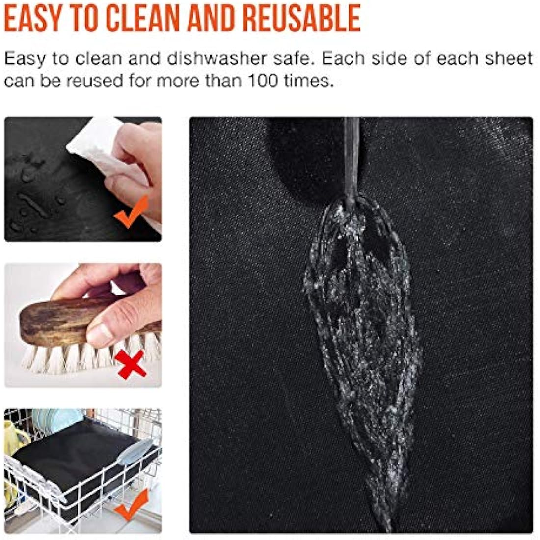 Ankier BBQ Grill Mat Set of 8 – Non-Stick Reusable Heat Resistant Mats