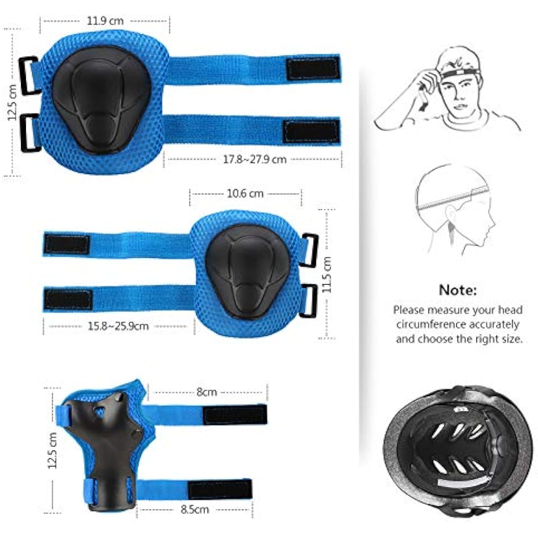 Kids Bike Helmet and Knee Pads Set - 7pc Protective Gear