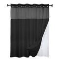 Jolof Store Waffle Shower Curtain with Snap-in Liner – Hookless Black