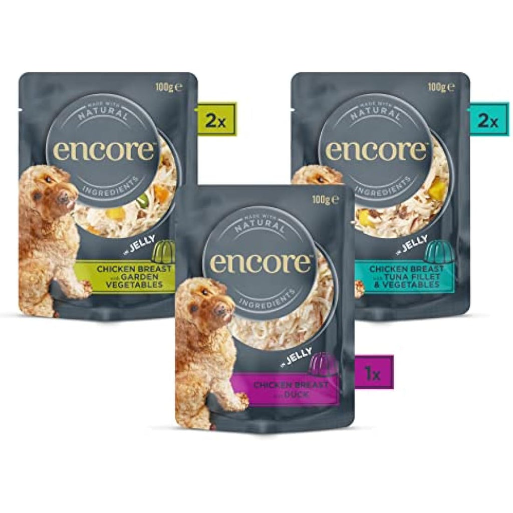 Encore Natural Wet Dog Food - Chicken Selection in Jelly, 5x100g Pouches