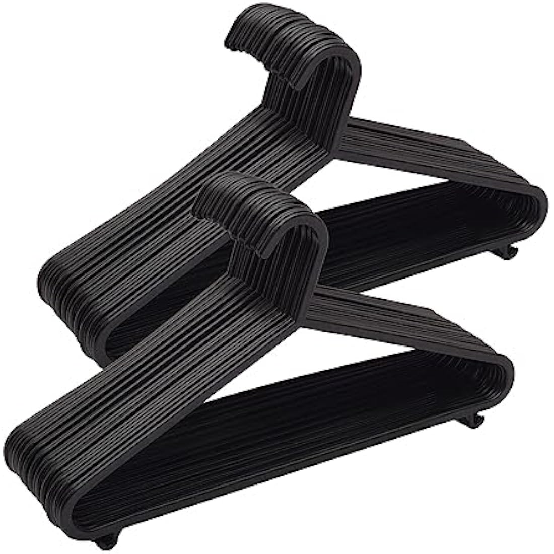 Jolof Store Black Plastic Clothes Hangers – 50 Pack Space Saving Slim