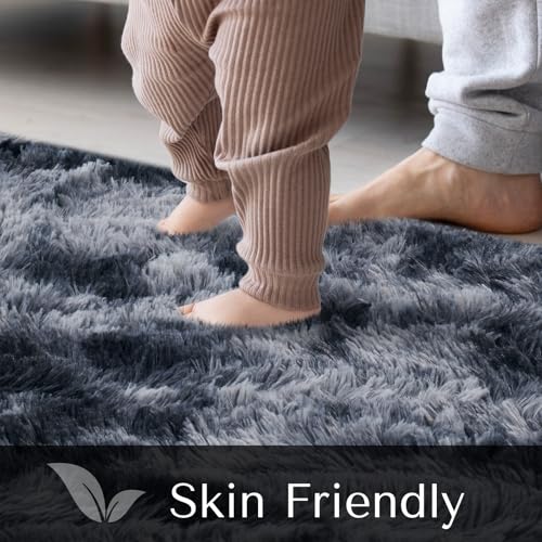 JOJOSEE Grey Shaggy Area Rug – 200x300cm Soft Fluffy Anti-Slip Carpet
