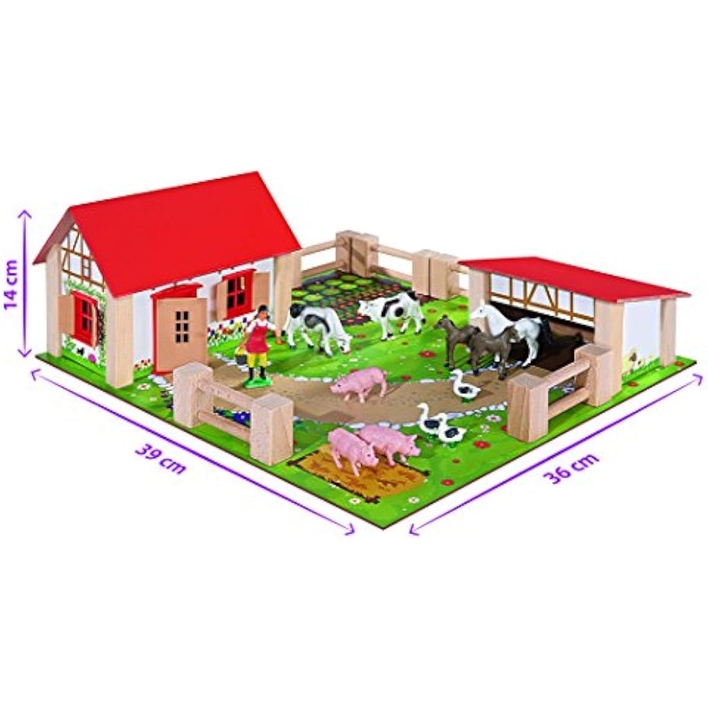 Eichhorn Wooden Farm Toy Set – 21-Piece Educational Playset with Figures
