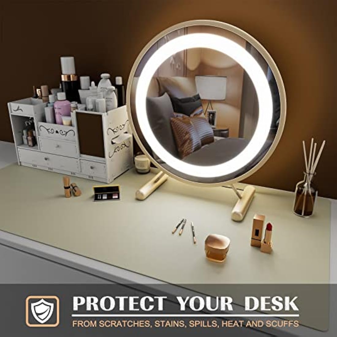 Jolof Store Leather Desk Mat – Large Office Mouse Pad & Blotter, Ivory