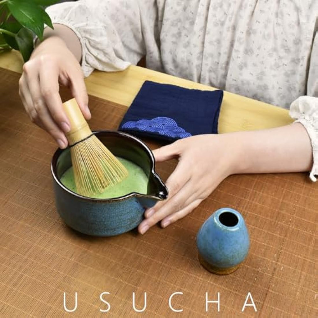 Artcome 7-Piece Matcha Tea Ceremony Kit with Bamboo Whisk - Sapphire