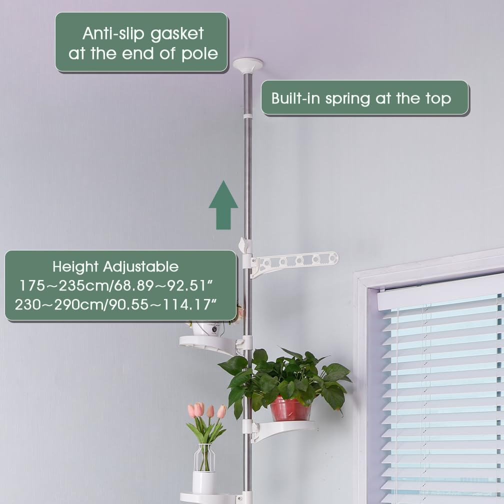 Hershii 5-Layer Tension Rod Plant Stand | Adjustable Floor to Ceiling Rack
