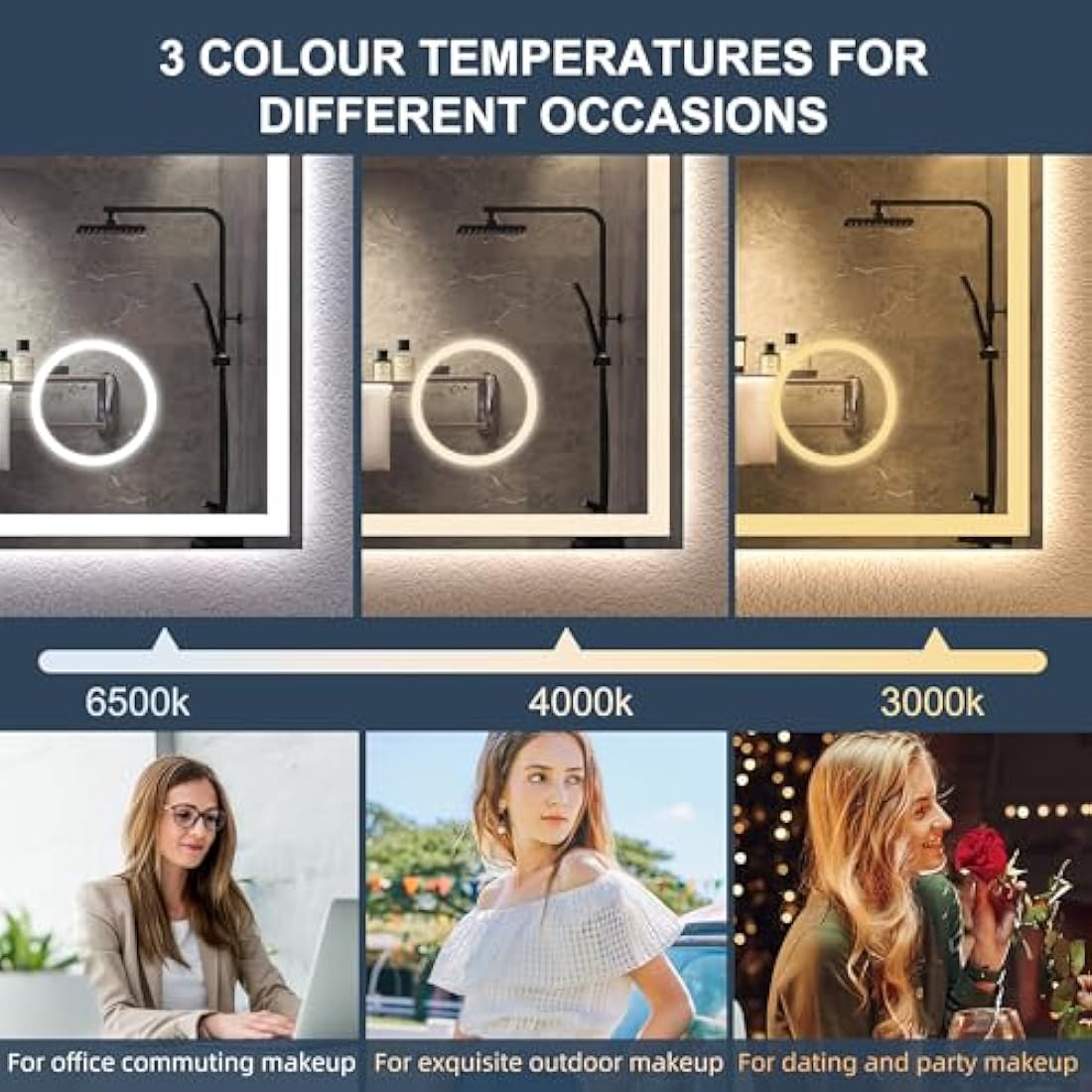 S'bagno Bluetooth LED Bathroom Mirror | 5x Magnifier & Anti-Fog | 80x60cm