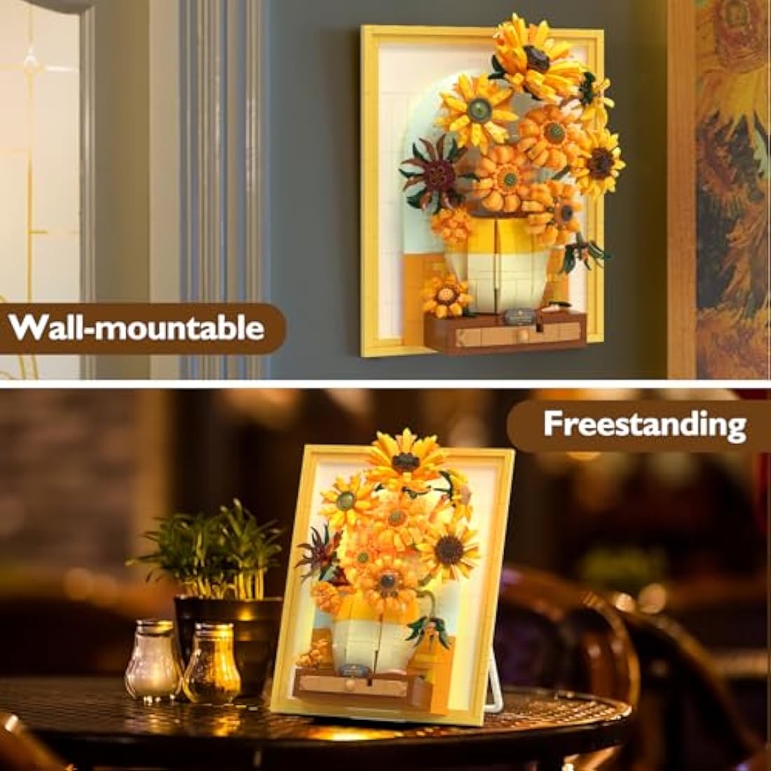 JMBricklayer Van Gogh Sunflower 3D Wall Art Building Set with Lights | 1166PCS