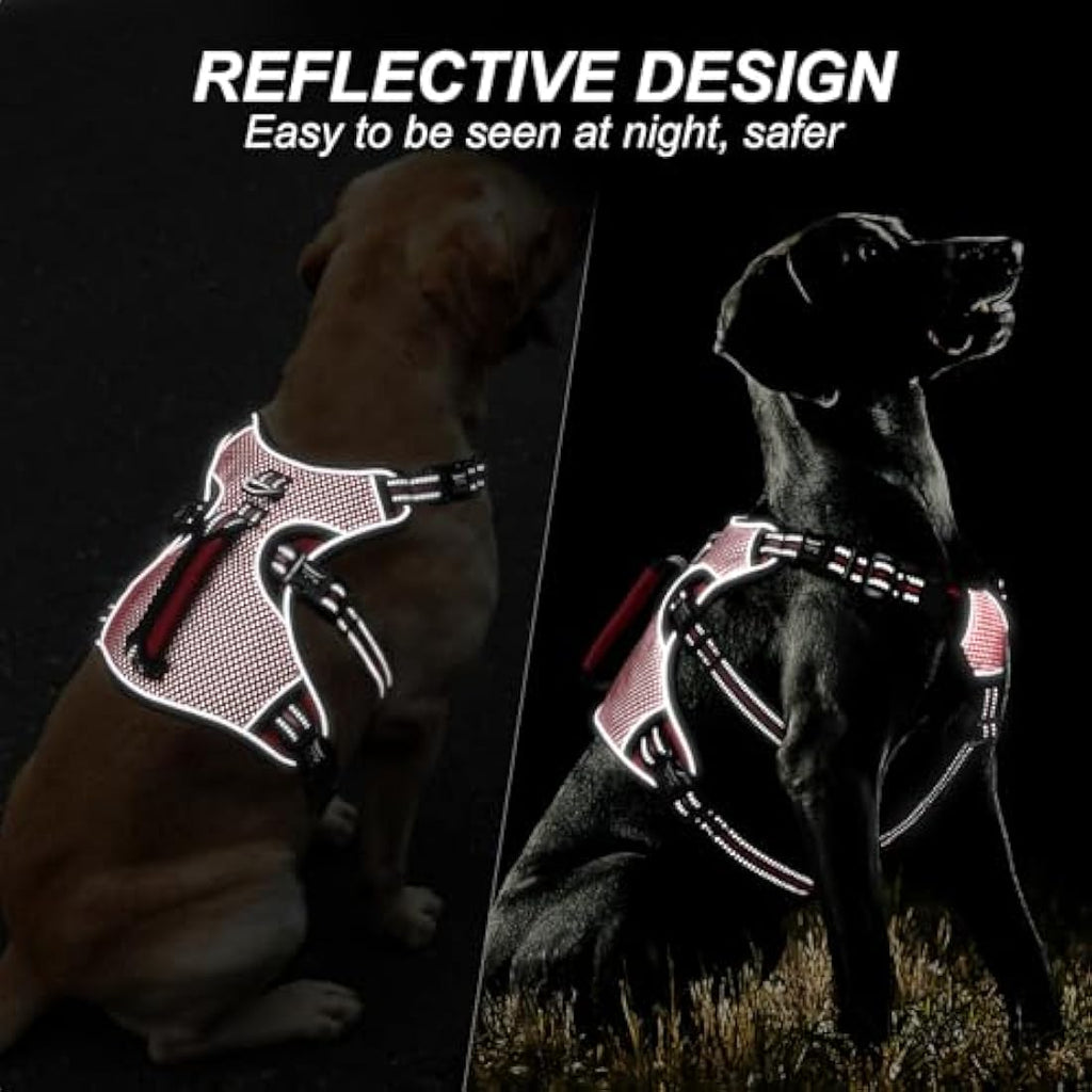 HEELE Escape Proof No Pull Dog Harness | Reflective Padded Vest - Red